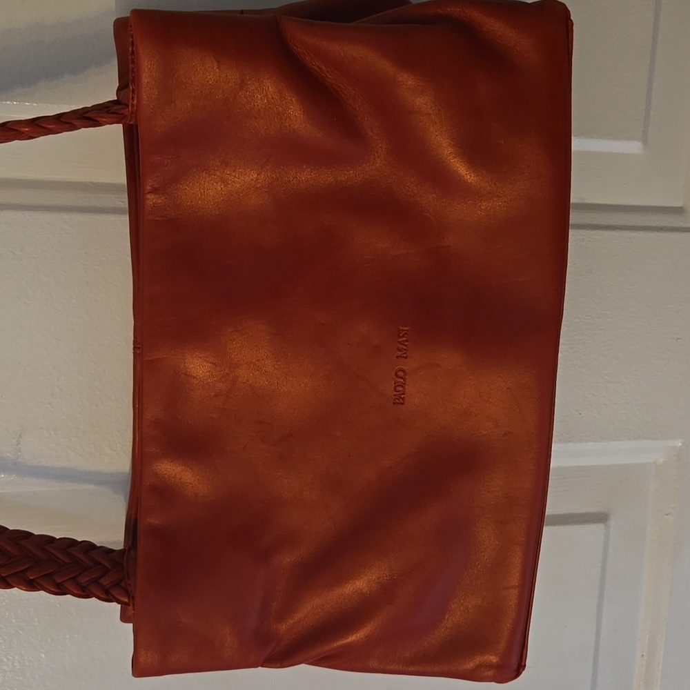 Paolo Masi Elegant Red Leather Shoulder Bag With Braided Strap
